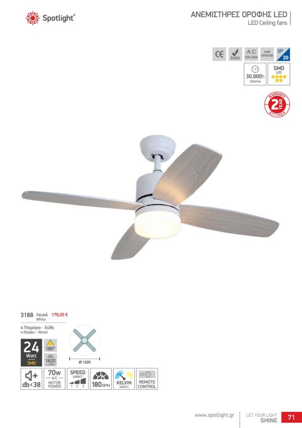ΑΝΕΜΙΣΤΗΡΕΣ ΟΡΟΦΗΣ LED  3188